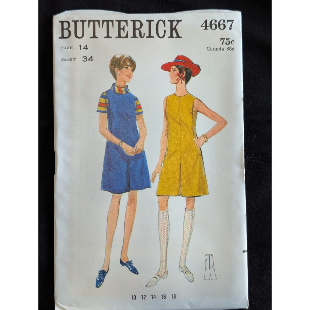 VTG 1968 Butterick 4667 Pantdress Size 14 Uncut Mod Retro Sewing Pattern